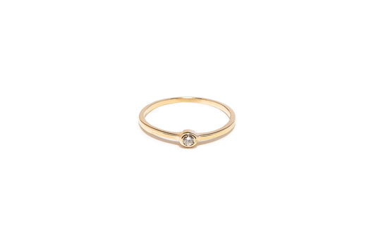 Diamond & 14k Yellow Gold Stacker Ring - "Alora Ring"