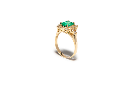 Ellie Emerald & Diamond Ring