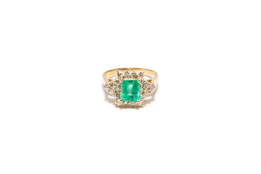 Ellie Emerald & Diamond Ring