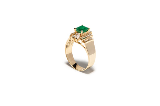 Emilia Art Deco Emerald Ring